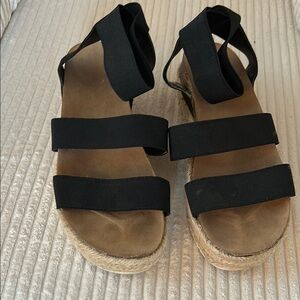 Time and Tru Black Shoes with Adjustable Straps